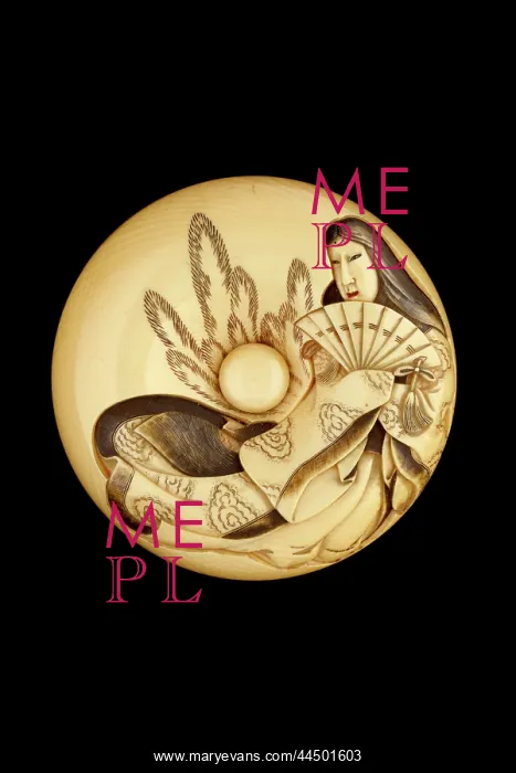 : Manju netsuke - Tamamo no Mae, with Nasu Moor on the reverse : Manju netsuke - Tamamo no Mae, with Nasu Moor on the reverse