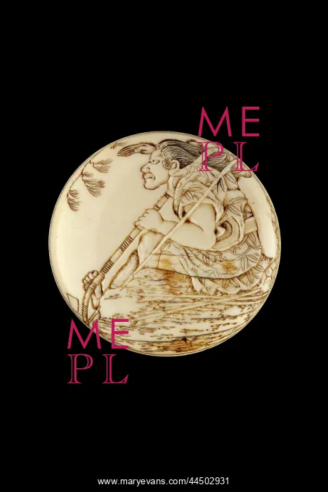 : Manju netsuke - Tametomo on Onigashima Island : Manju netsuke - Tametomo on Onigashima Island