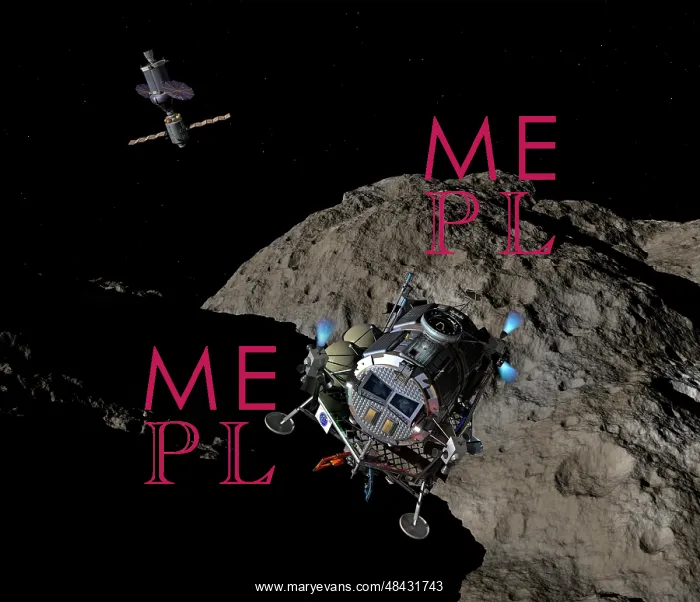 : A manned Asteroid Lander descends toward the surface of an ? : A manned Asteroid Lander descends toward the surface of an ?