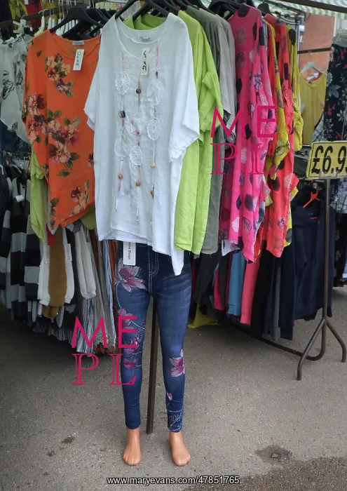 : A mannequin with blue jeans on a clothes stall, Ludlow : A mannequin with blue jeans on a clothes stall, Ludlow