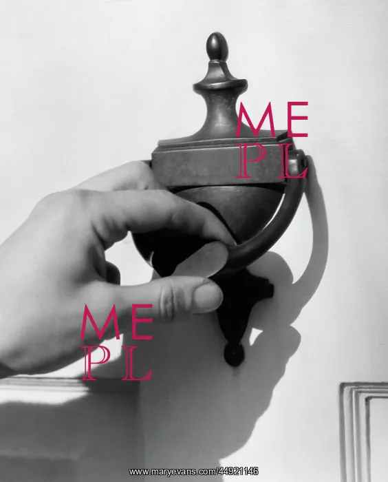 : Man's hand lifting door knocker : Man's hand lifting door knocker