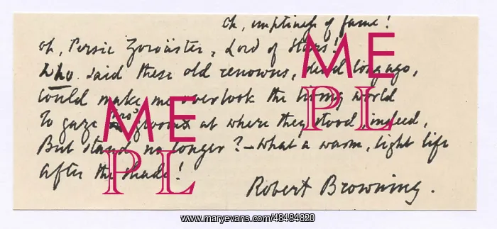 : Manuscript of a verse by Robert Browning (1812-1889) : Manuscript of a verse by Robert Browning (1812-1889)
