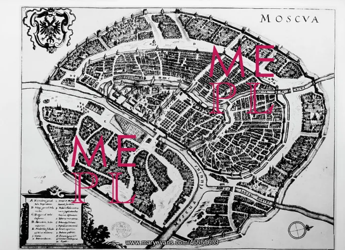: Map of 17th century Moscow, Russia : Map of 17th century Moscow, Russia