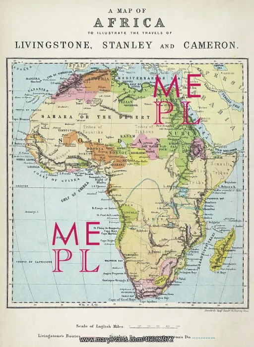 : Map of Africa illustrating travels of explorers : Map of Africa illustrating travels of explorers