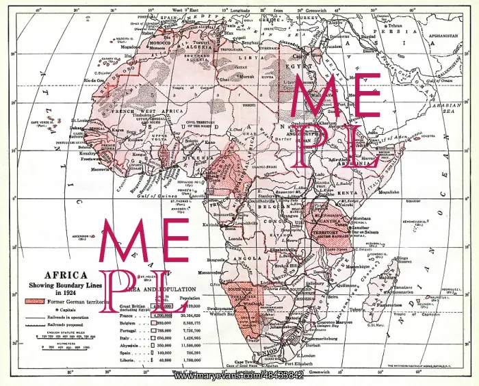  : Map of Africa showing boundary lines in 1924