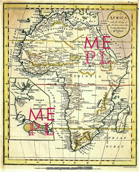 : Map of Africa, with travellers routes : Map of Africa, with travellers routes