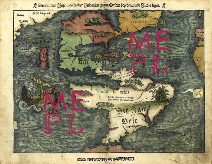 : Map of the Americas, 1550 : Map of the Americas, 1550
