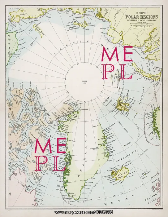 : Map - Arctic Circle circa 1880 : Map - Arctic Circle circa 1880