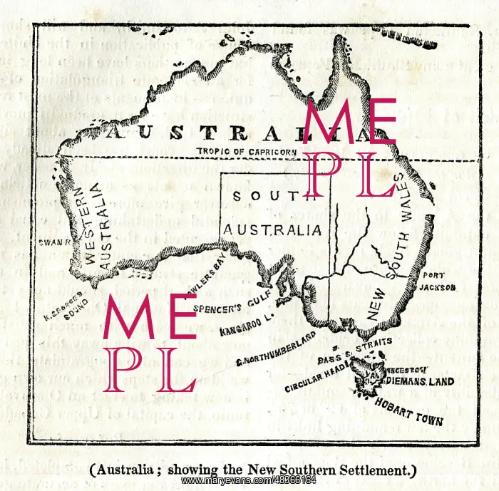  : Map of Australia showing the New Southern Settlement