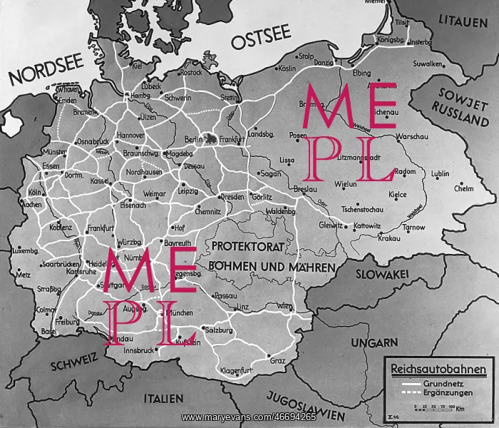 : Map with autobahns of the Third Reich, 1940 : Map with autobahns of the Third Reich, 1940