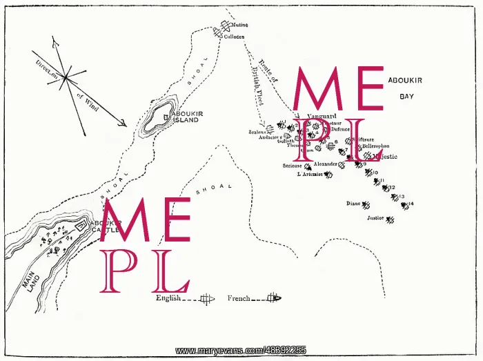 : Map, Battle of the Nile, Egypt, 1-3 August 1798 : Map, Battle of the Nile, Egypt, 1-3 August 1798