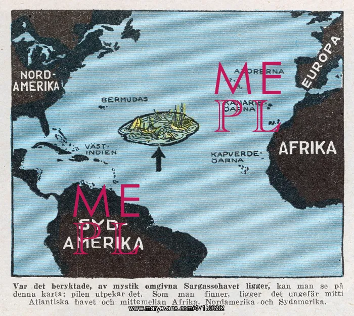 : Map of the Bermuda Triangle with Wrecked Ship : Map of the Bermuda Triangle with Wrecked Ship