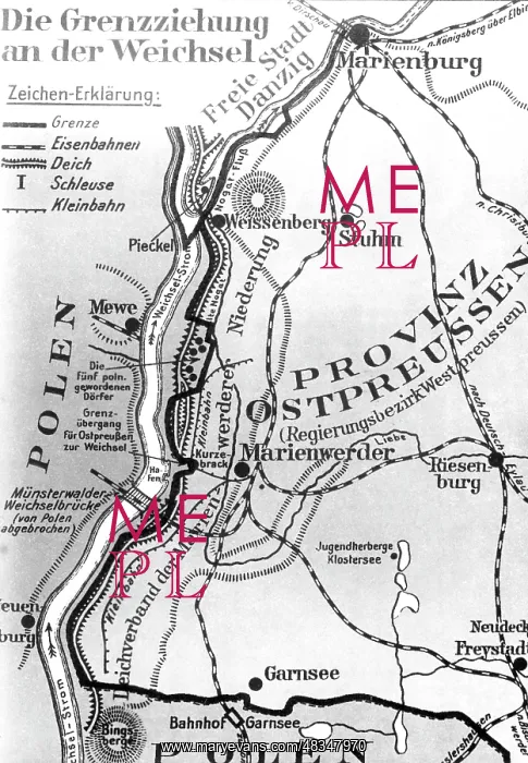 : Map of the border crossing on the Vistula, 1939 : Map of the border crossing on the Vistula, 1939