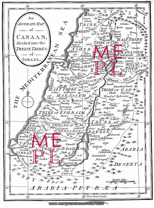 : Map of Canaan divided into the territories of : Map of Canaan divided into the territories of