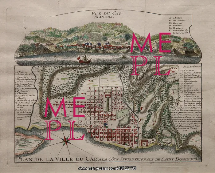 : Map of Cap-Francais, Musee d'Aquitaine, Bordeaux : Map of Cap-Francais, Musee d'Aquitaine, Bordeaux