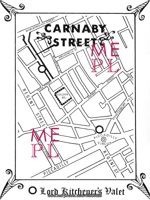 : Map of Carnaby Street, 1960s : Map of Carnaby Street, 1960s