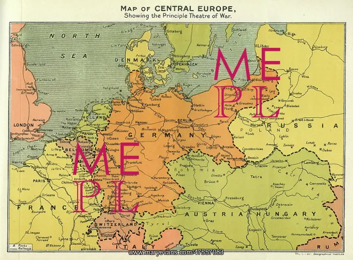 : Map of Central Europe, World War One : Map of Central Europe, World War One