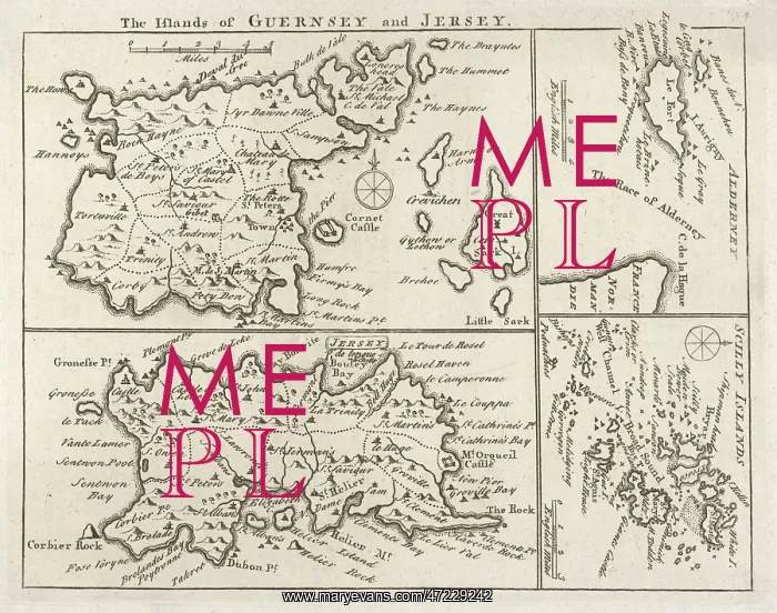 : Map - Channel Islands 18th century : Map - Channel Islands 18th century