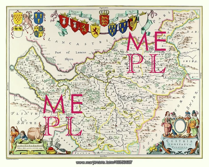  : Map of Cheshire by Johan Blaeu