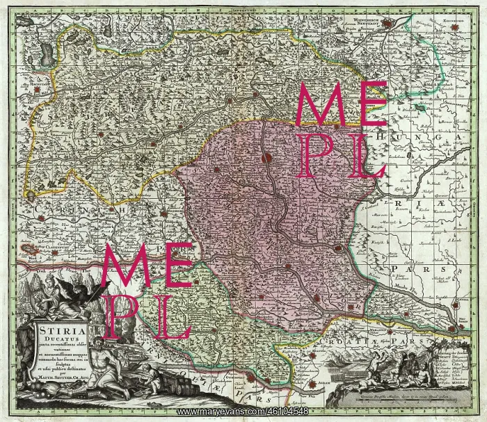 : Map of the county of Styria. By Matthaeus : Map of the county of Styria. By Matthaeus