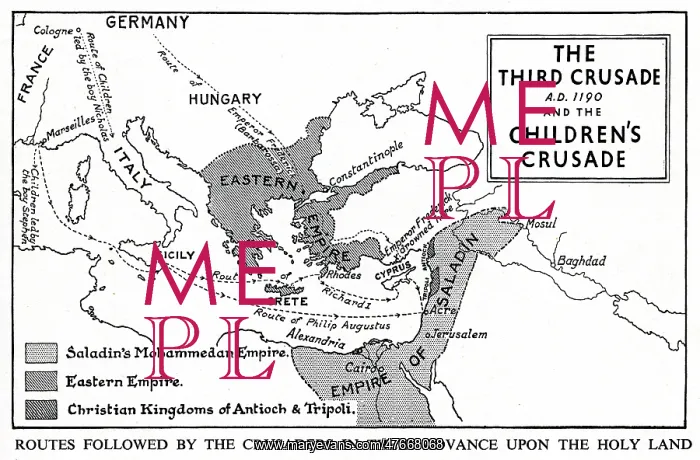 : Map of Third Crusade and Children's Crusade : Map of Third Crusade and Children's Crusade