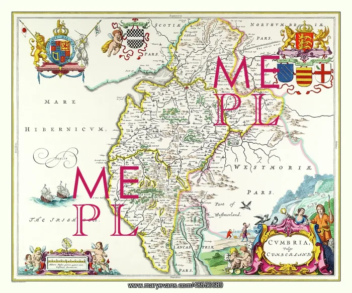  : Map of Cumbria by Johan Blaeu
