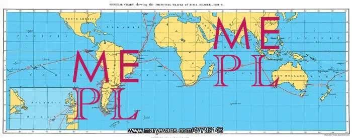 : Map of Darwin's Route on HMS Beagle, 1831-36 : Map of Darwin's Route on HMS Beagle, 1831-36