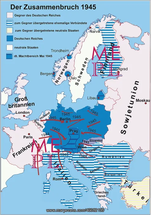 : Map of the defeat of Germany in 1945 : Map of the defeat of Germany in 1945