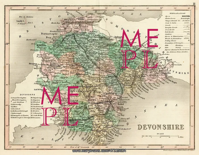  : Map - Devon circa 1857