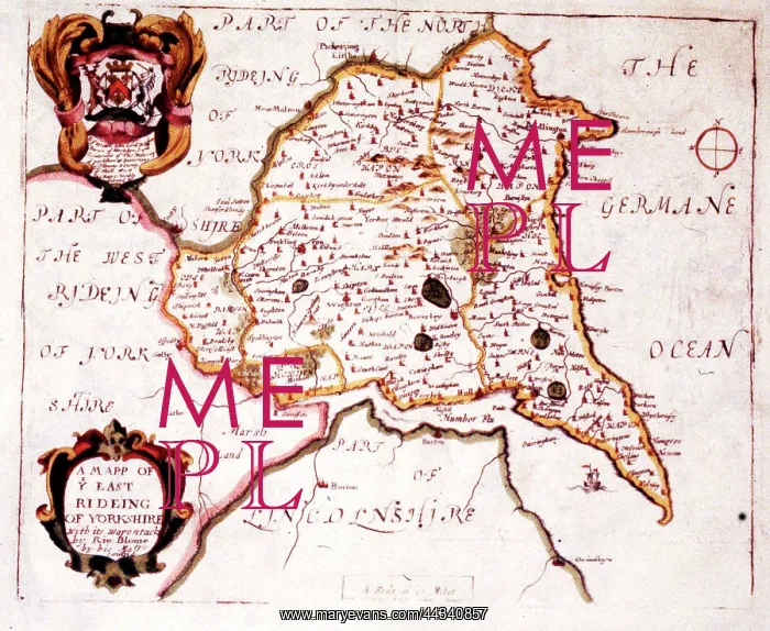 : Map of East Riding of Yorkshire, England : Map of East Riding of Yorkshire, England