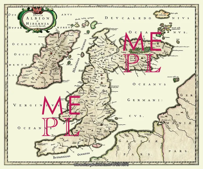 : Map of England and Scotland - 17th Century - Johan Blaeu : Map of England and Scotland - 17th Century - Johan Blaeu