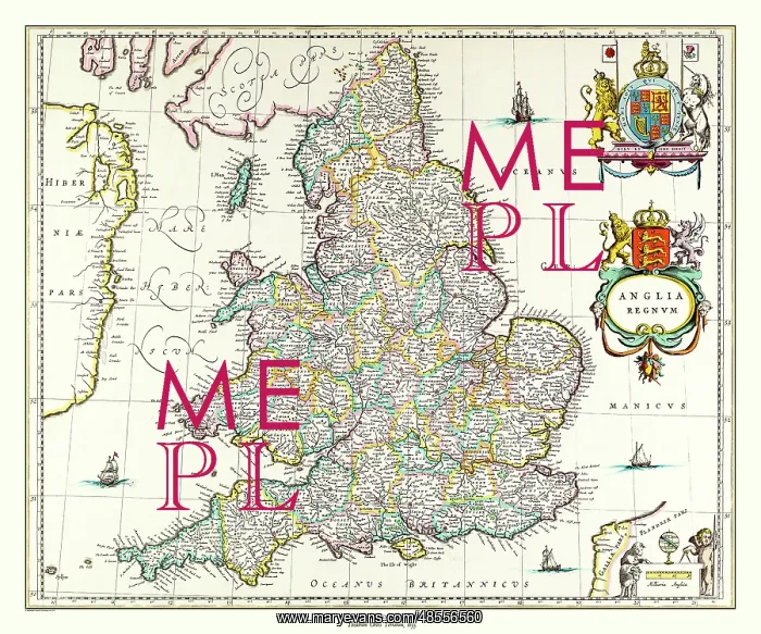  : Map of England and Wales by Johan Blaeu