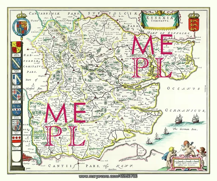  : Map of Essex by Johan Blaeu