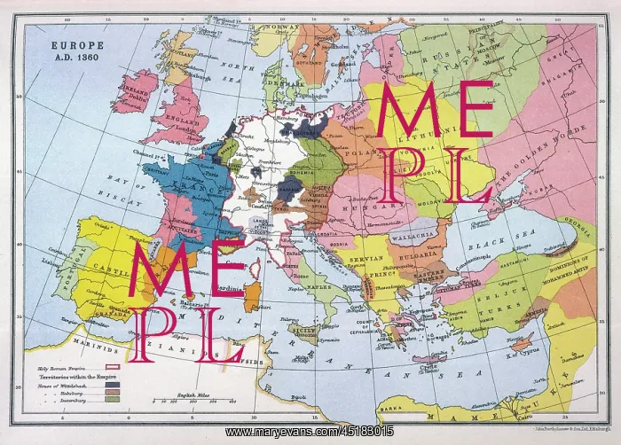: MAP OF EUROPE IN 1360 : MAP OF EUROPE IN 1360