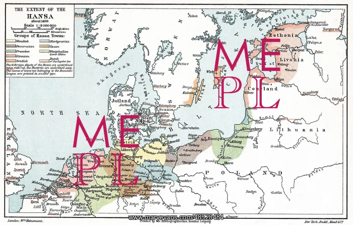 : Map of the extent of the Hanseatic League : Map of the extent of the Hanseatic League