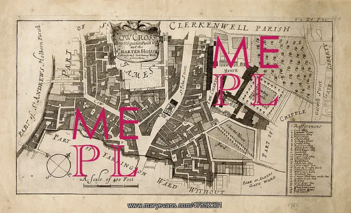 : Map of Farringdon, London 1755 : Map of Farringdon, London 1755
