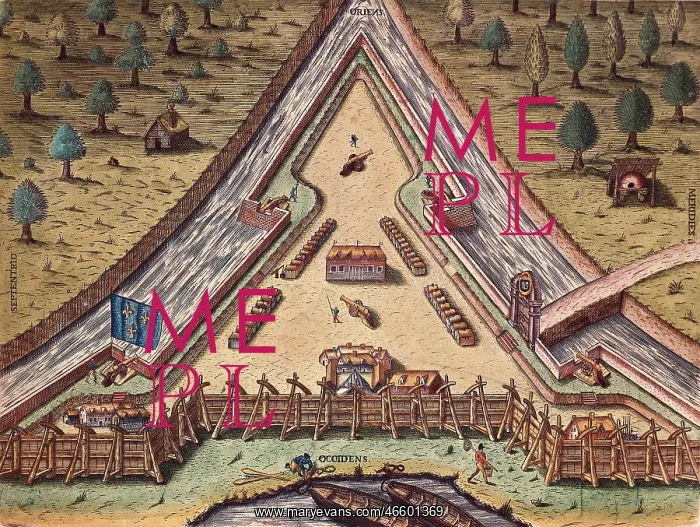 : Map of Fort Caroline, built by second French : Map of Fort Caroline, built by second French