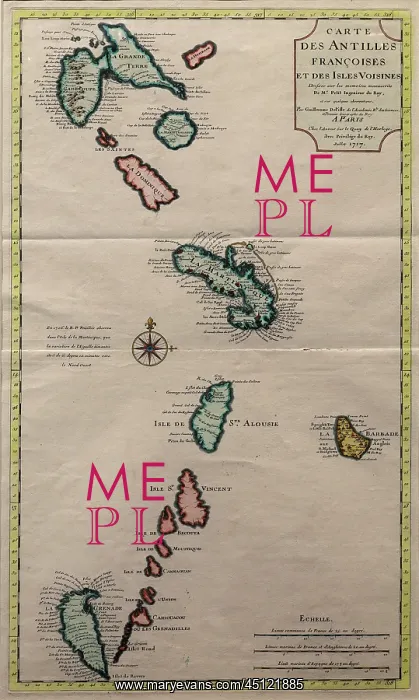 : Map of the French Antilles, Musee d'Aquitaine : Map of the French Antilles, Musee d'Aquitaine