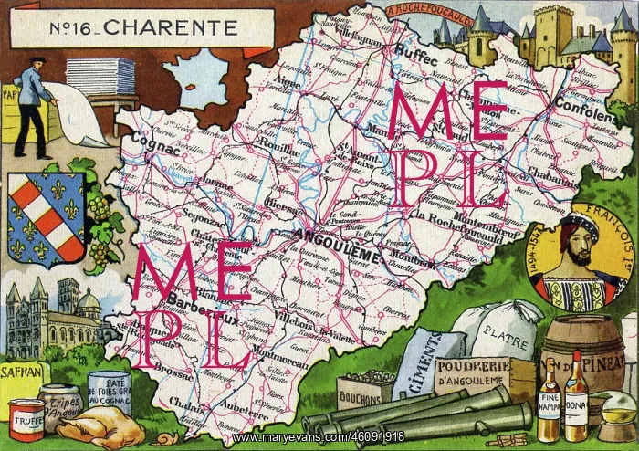 : Map of the French Department of Charente - No.16 : Map of the French Department of Charente - No.16
