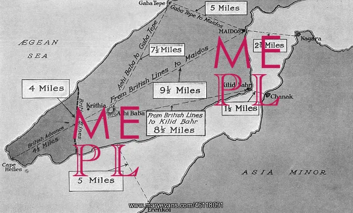: Map of the Gallipoli Peninsula : Map of the Gallipoli Peninsula