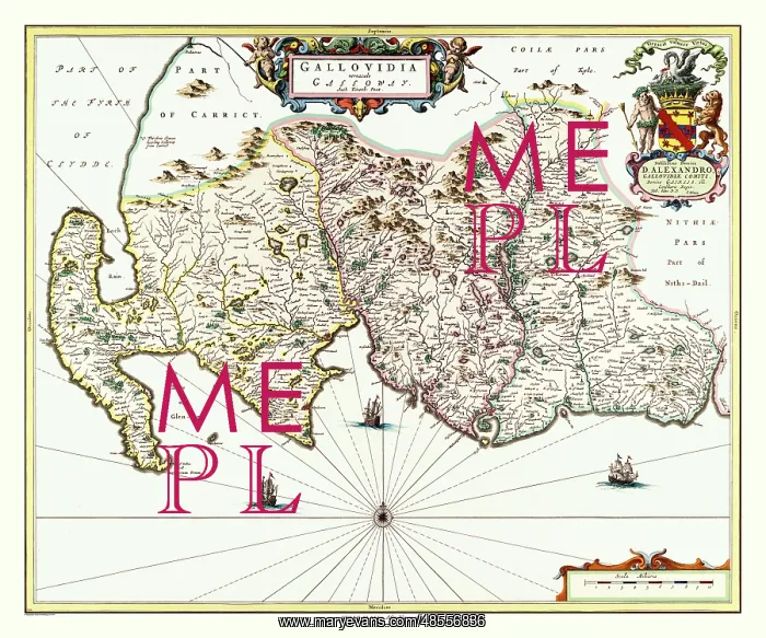  : Map of Galloway, Scotland by Johan Blaeu