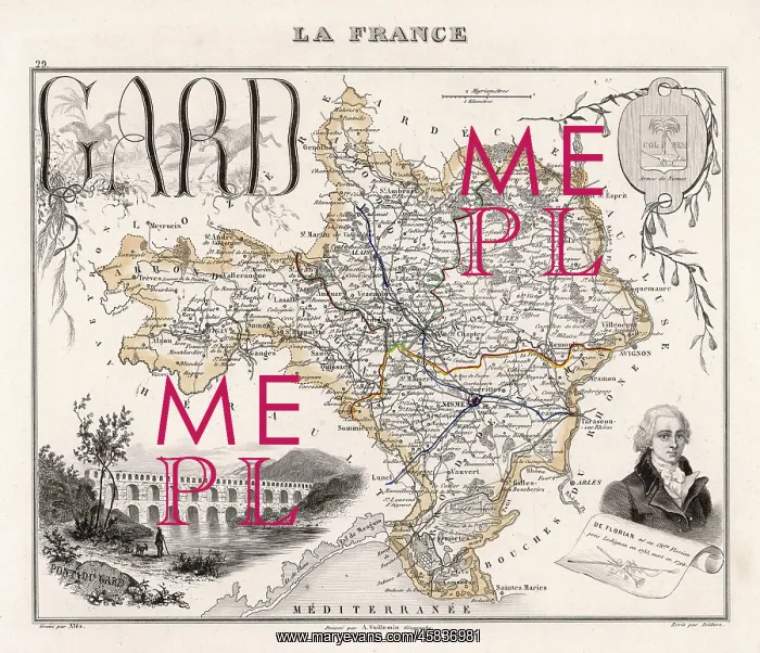 : MAP OF GARD, FRANCE : MAP OF GARD, FRANCE