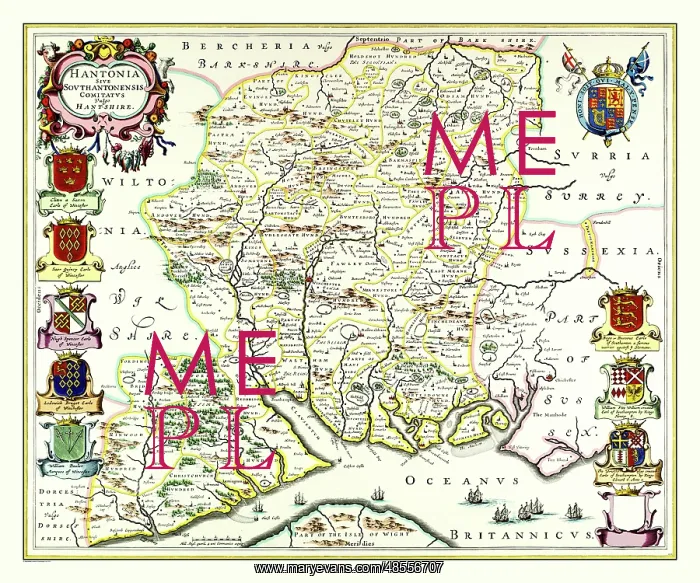  : Map of Hampshire by Johan Blaeu