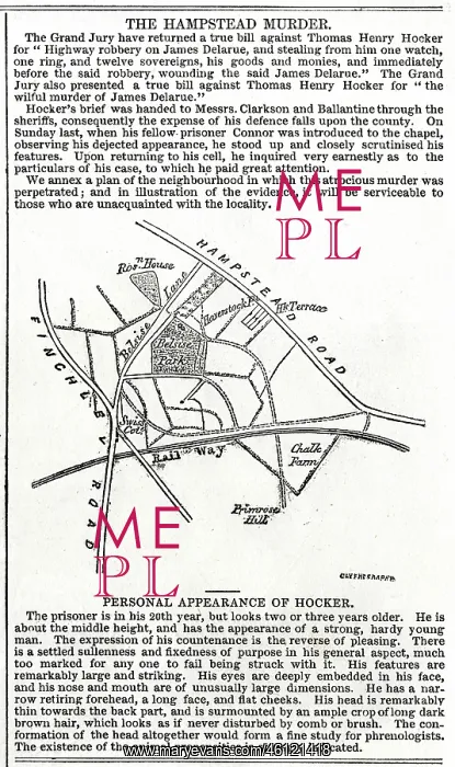 : Map of the Hampstead Murder, 1845 : Map of the Hampstead Murder, 1845