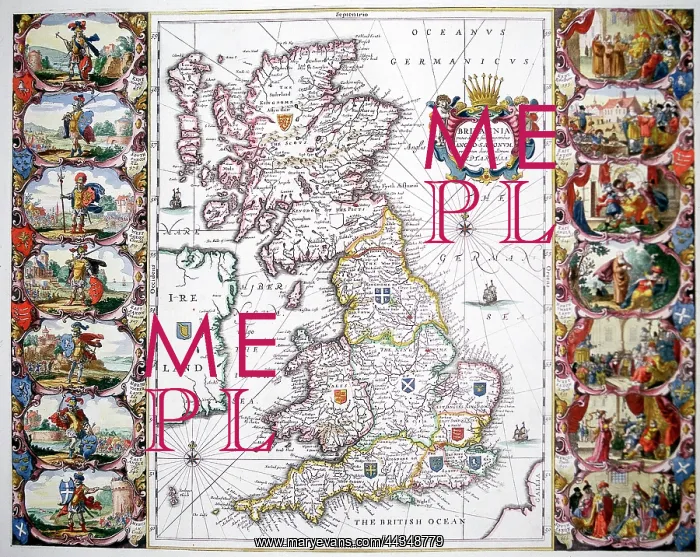 : Map of the Heptarchy Anglo-Saxon Kingdoms of Britain : Map of the Heptarchy Anglo-Saxon Kingdoms of Britain