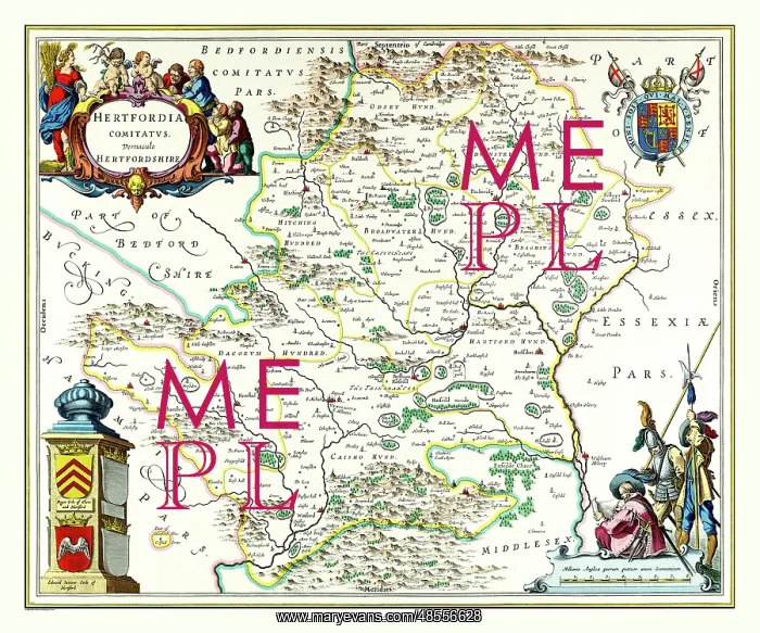  : Map of Hertfordshire by Johan Blaeu