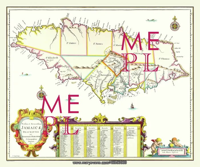  : Map of the Island of Jamaica by John Ogilby