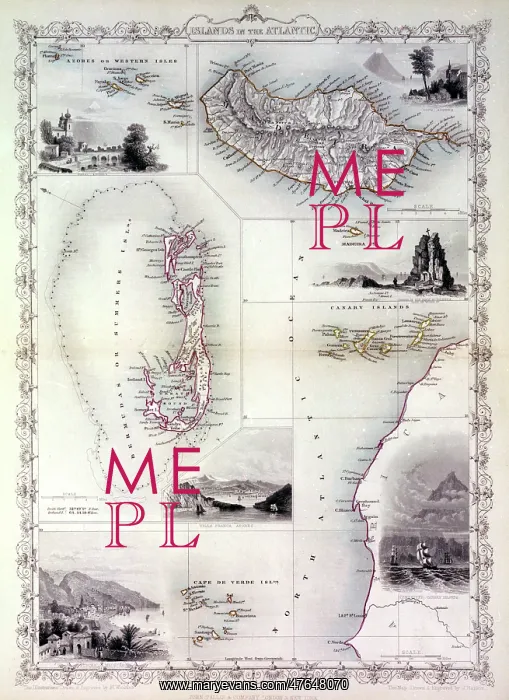 : Map of the islands in the Atlantic Ocean : Map of the islands in the Atlantic Ocean