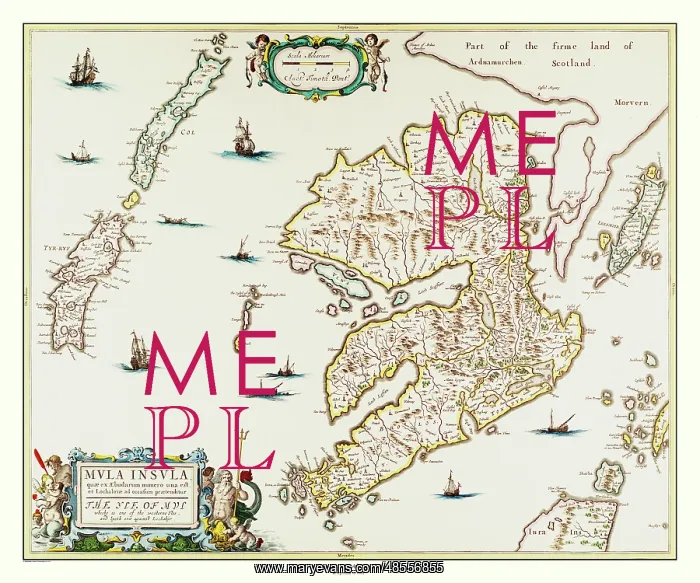  : Map of the Isle of Mull, Scotland by Johan Blaeu