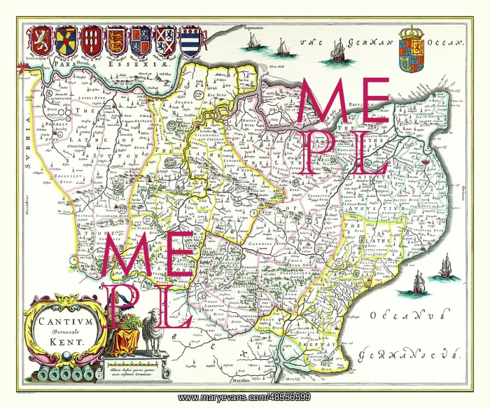  : Map of Kent by Johan Blaeu